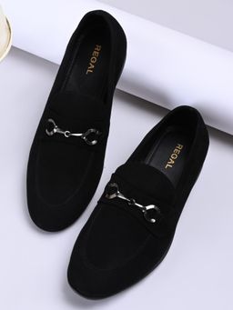 REGAL - Black Men Suede Buckled Loafers