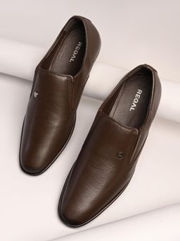 REGAL - Brown Men Basic Leather Slip On Loafers
