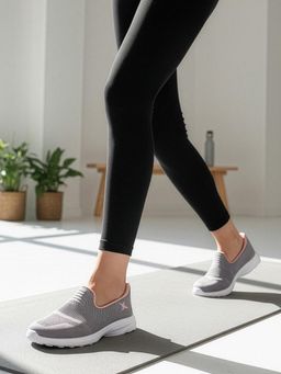 Carlton London - Women Grey Knit Slip On Comfort Sneakers