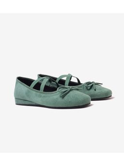 Pair ie Tales - Velvet Mary Jane Ballerinas - Green