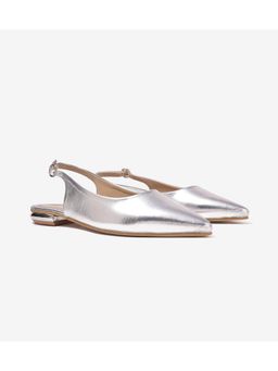 Pair ie Tales - Pointed Toe Slingback Sandals - Silver