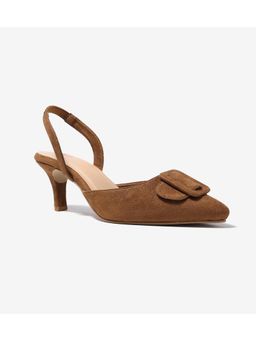 Pair ie Tales - Slingback Pointed Toe Buckle Detail Heels - Brown