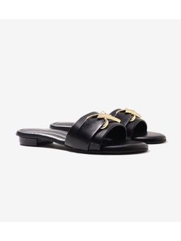 Pair ie Tales - Slip-on Flats with Metallic Trim - Black