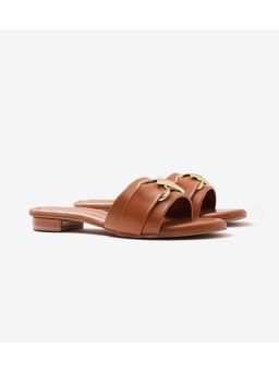 Pair ie Tales - Slip-on Flats with Metallic Trim - Tan