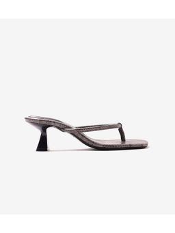 Pair ie Tales - Snake Print Slip On Heels - Dark Grey