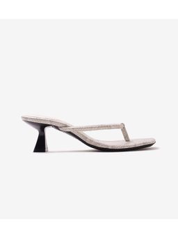 Pair ie Tales - Snake Print Slip On Heels - Light Grey