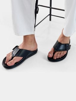 Imperio - Black Men Leather Comfort Sandals