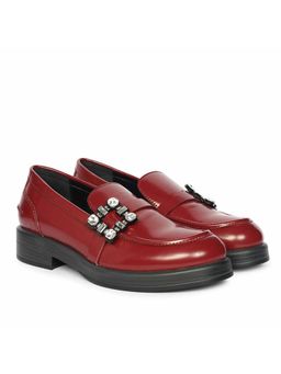Saint G - Women Maroon Leather Moccasins