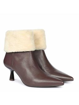 Saint G - Women Fur Cuff Brown Leather Casual Boots
