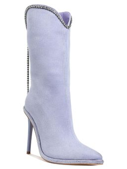 London Rag - Lavender Diamante Chain Detail Calf Casual Boots