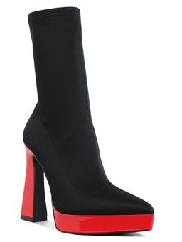 London Rag - Women Red Contrasting Platform Detail Casual Boots