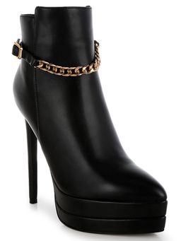 London Rag - Black Metallic Chain Detail Casual Boots