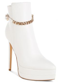 London Rag - White Metallic Chain Detail Casual Boots