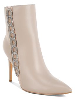London Rag - Beige Rhinestones Chain Detail Casual Boots