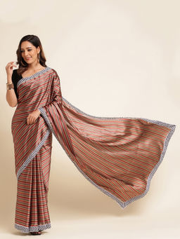 Kasee - Women Striped Saree with Unstitched Blouse