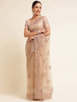 Kasee - Women Embroidered Saree with Unstitched Blouse