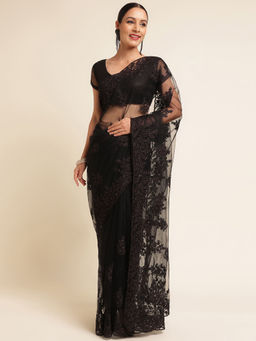 Kasee - Women Embroidered Saree with Unstitched Blouse