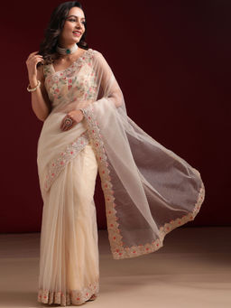 Kasee - Women Embroidered Saree with Unstitched Blouse