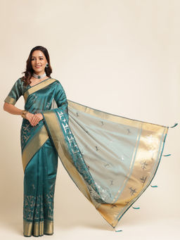 Kasee - Women Woven Design Saree with Unstitched Blouse