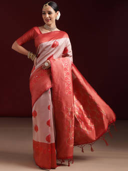 Kasee - Women Zari Saree with Unstitched Blouse