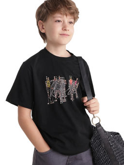 RARE ONES - Boys Black Cotton Blend T-Shirt