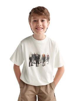 RARE ONES - Boys Off White Cotton Blend T-Shirt