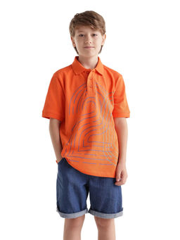 RARE ONES - Boys Orange Cotton Blend Polo T-Shirt