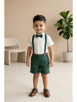 Blabber - Boys White Polycotton Shirt with Suspender and Shorts also Bow
