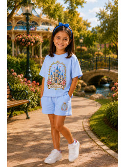 THE PONY & PEONY CO. - Unisex Blue Cotton T-Shirt with Shorts