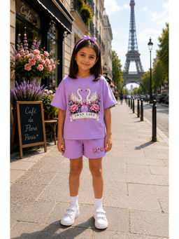 THE PONY & PEONY CO. - Unisex Lavender Cotton T-Shirt with Shorts