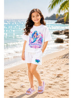 THE PONY & PEONY CO. - Unisex White Cotton T-Shirt with Shorts