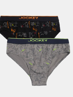 Jockey Juniors - PB04 Boys Cotton Printed Brief-Navy and Frost (Pack of 2)