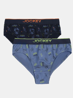 Jockey Juniors - PB04 Boys Cotton Printed Brief-Navy and Frost (Pack of 2)