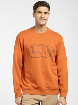 Selected - Orange Logo Print Sweatshirt
