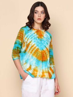 Maaesa - Splash Tie Dyed Pleated Top