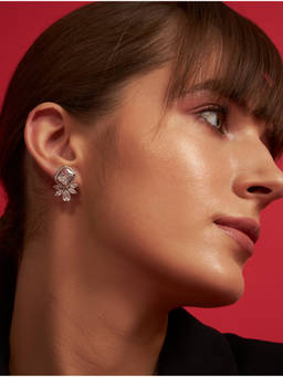 Modarta By Kamakshi - White Silver Studs Solid Earrings