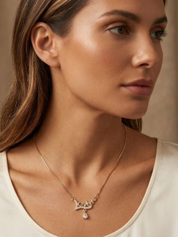 Accessher - White Rose Gold-Tone Love Pendant Necklace