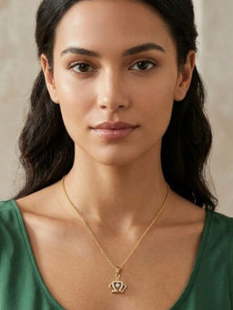 Accessher - Gold-Tone White Solitaire Heart Pendant Necklace