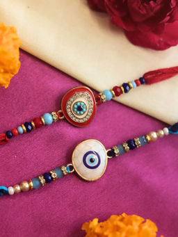 WEAVING HOMES - Multi-Color Royal Nazar Rakhi Round 2 Pcs