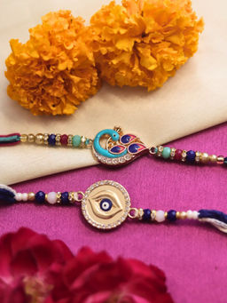 WEAVING HOMES - Multi-Color Royal Nazar Thread Rakhis (Pack of 2)