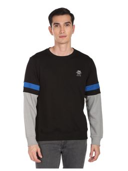 U.S. POLO ASSN. - Men Black Crew Neck Colour Block Sweatshirt