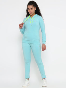 Off Limits - Turquoise Women's Zipper Hood Regular Fit Tracksuit