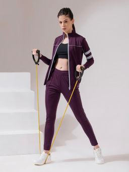 Off Limits - Wine Women's Zipper Regular Fit Tracksuit