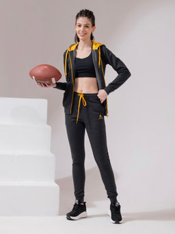 Off Limits - Grey Women's Zipper Hooded Regular Fit Tracksuit
