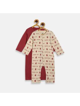 MINI KLUB - Baby Boys Maroon Romper (Set of 2)