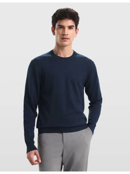 Arrow Sports - Blue Men's Solid Regular Fit Sweater