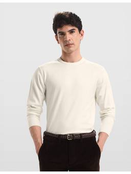 Arrow Sports - White Men's Solid Regular Fit Sweater
