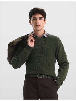 Arrow Sports - Green Men's Geometric Regular Fit Sweater