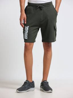 ARDEUR ZEAL IN YOU - Men's Olive Relaxed Fit Cotton Blend Cargo Shorts