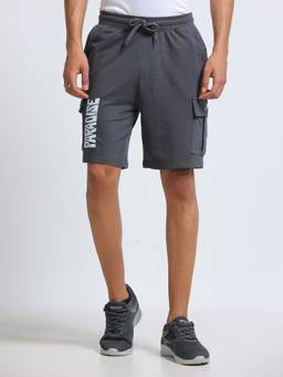 ARDEUR ZEAL IN YOU - Men's Steel Grey Relaxed Fit Cotton Blend Cargo Shorts